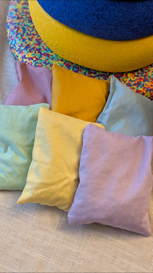 6 Kirchkernkissen in den Stapelstein Farben, Aktivitätsspielzeug, Montessorispielzeug, Wurfspiel, Farbensortierspiel, Motorikspiel